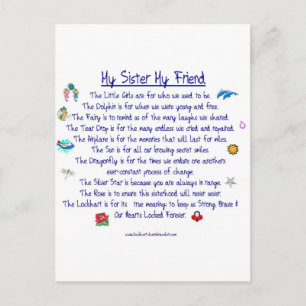 MY SISTER My Friend poem with graphics Postcard
