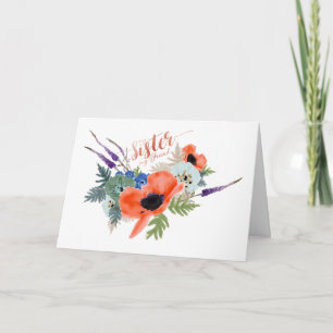 My Sister My Friend Watercolor Flowers Card