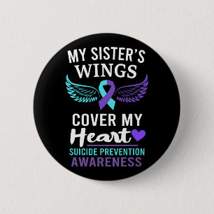 My Sister's Wings Cover Heart Suicide Awareness Ri 6 Cm Round Badge