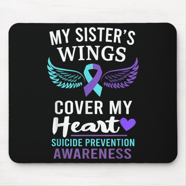 My Sister's Wings Cover Heart Suicide Awareness Ri Mouse Mat (Front)