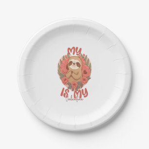 My Sloth is My Valentine Paper Plate
