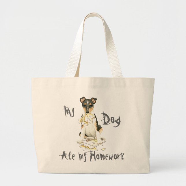 My Smooth Collie Ate My Homework Large Tote Bag (Front)