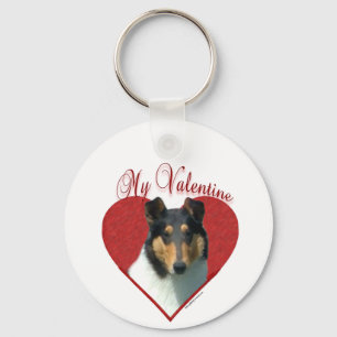 My Smooth Collie Valentine; Tricolor Collie Key Ring
