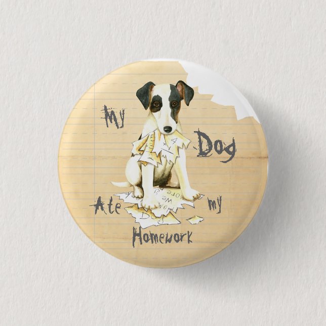 My Smooth Fox Terrier Ate My Homework 3 Cm Round Badge (Front)