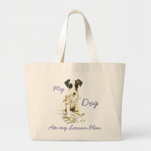 My Smooth Fox Terrier Ate My Lesson Plan Large Tote Bag