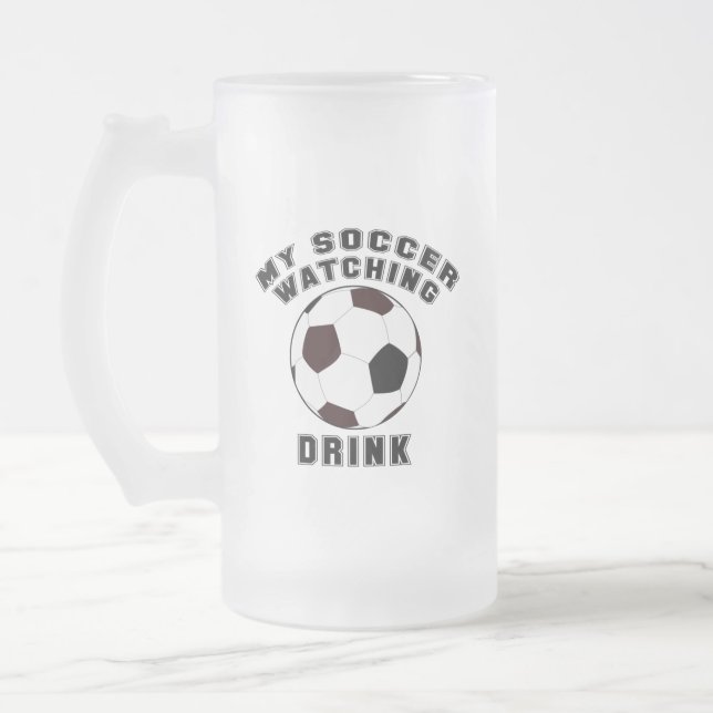 MY SOCCER WATCHING FROSTED GLASS BEER MUG (Left)