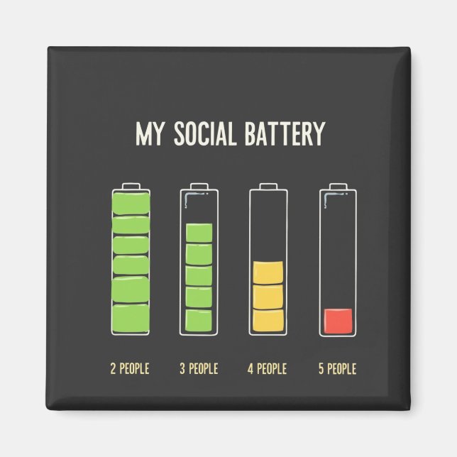 My Social Battery introvert Social Humour  Magnet (Front)