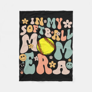 My Softball Mum Era Mum Groovy Life Game Day Vibes Fleece Blanket