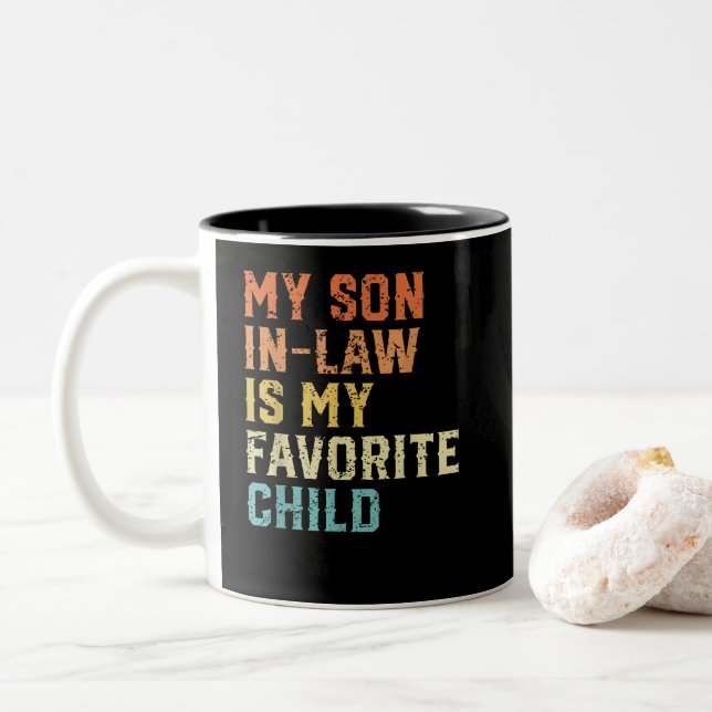 My Son In Law Is My Favourite Child Funny Family Two-Tone Coffee Mug (With Donut)