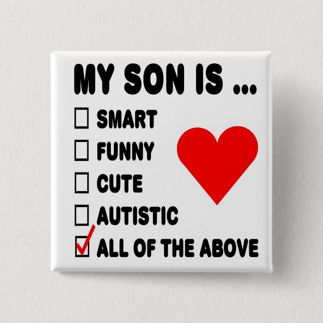 My Son Is... 15 Cm Square Badge (Front)