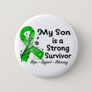 My Son is a Strong Survivor Green Ribbon 6 Cm Round Badge