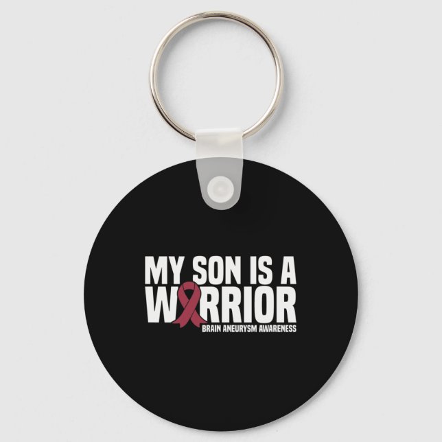 My Son is a Warrior Brain Aneurysm Awareness  Key Ring (Front)