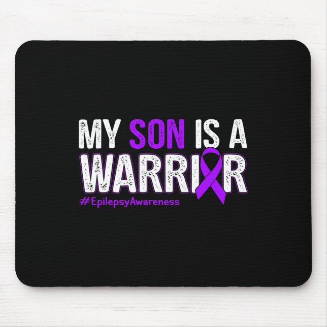 My Son Is A Warrior Epilepsy Awareness Purple Ribb Mouse Mat (Front)