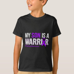 My Son Is A Warrior Epilepsy Awareness Purple Ribb T-Shirt