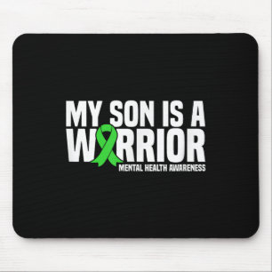My Son Is A Warrior Green Ribbon Mental Health Awa Mouse Mat