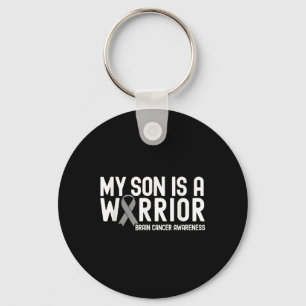 My Son Is A Warrior Grey Ribbon Brain Cancer Aware Key Ring