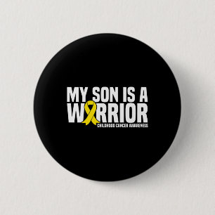 My Son is a Warrior Yellow Ribbon Childhood Cancer 6 Cm Round Badge