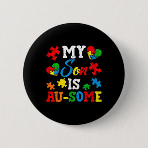 My Son Is Au-some Autism Awareness Momth Support 6 Cm Round Badge