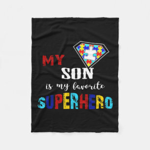 My Son Is My Favourite Superhero Autism Awareness Fleece Blanket
