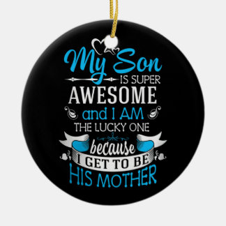 My son is super awesome ceramic tree decoration