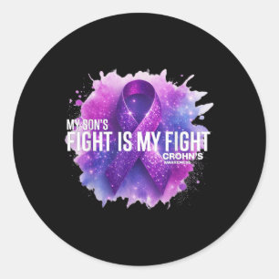 My Sons Fight Is My Fight Crohns Disease Ibd Aware Classic Round Sticker