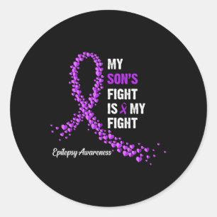 My son's fight is my fight epilepsy awareness  classic round sticker