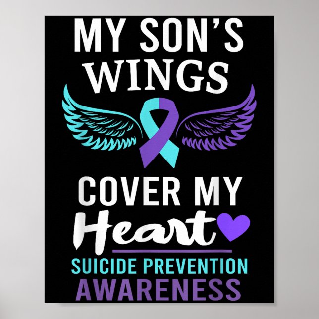 My Son's Wings Cover Heart Suicide Awareness Ribbo Poster (Front)
