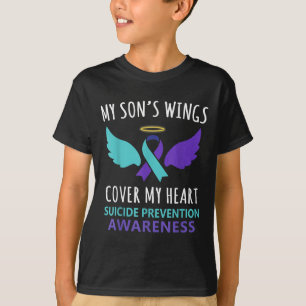 My Son's Wings Cover Heart Suicide Awareness Ribbo T-Shirt