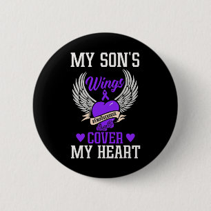 My Son's Wings Cover My Heart - Overdose Awareness 6 Cm Round Badge