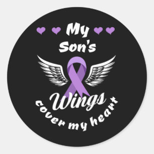 My Son's Wings Cover My Heart Overdose Awareness Classic Round Sticker