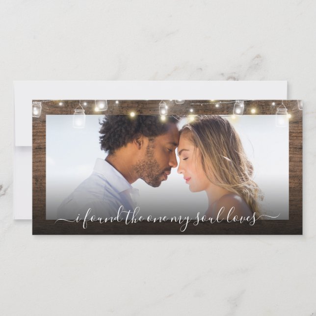 My Soul Loves Photo Wood Lights Wedding Invitation (Front)