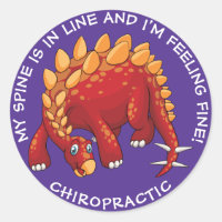 My Spine Is In Line Dinosaur Chiropractic Stickers