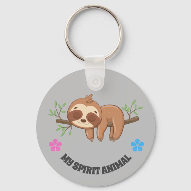 My Spirit Animal | Cute Sleeping Sloth Key Ring (Front)