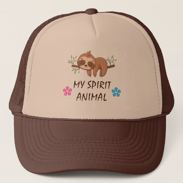 My Spirit Animal | Cute Sleeping Sloth Trucker Hat (Front)