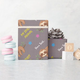 My Spirit Animal   Cute Sleeping Sloth Wrapping Paper