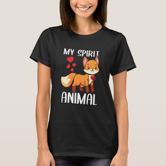 My Spirit Animal Fox I Love You Heart Valentines D T-Shirt (Front)