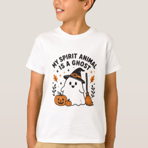 My Spirit Animal Is a Ghost Funny Halloween Witch T-Shirt