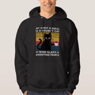 My Spirit Animal Is A Grumpy Black Cat funny Cats Hoodie