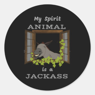 My Spirit Animal Is A Jackass Donkey Classic Round Sticker