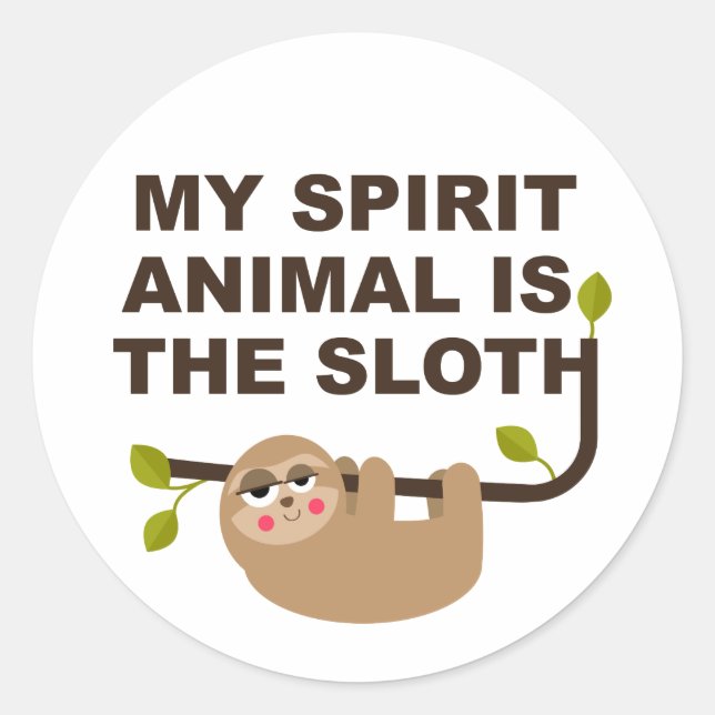 My Spirit Animal is the Sloth Golf Balls Classic Round Sticker (Front)