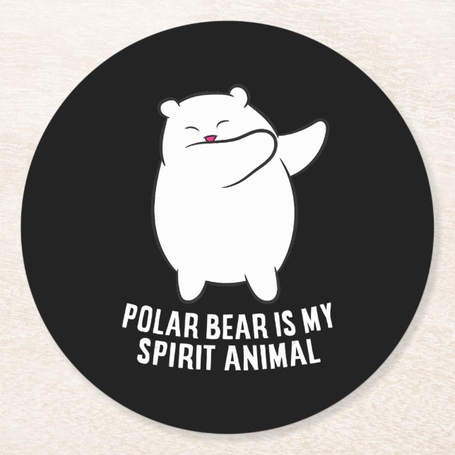 My Spirit Animal  Polar Bear Cute Polar Bear Lover Round Paper Coaster (Front)