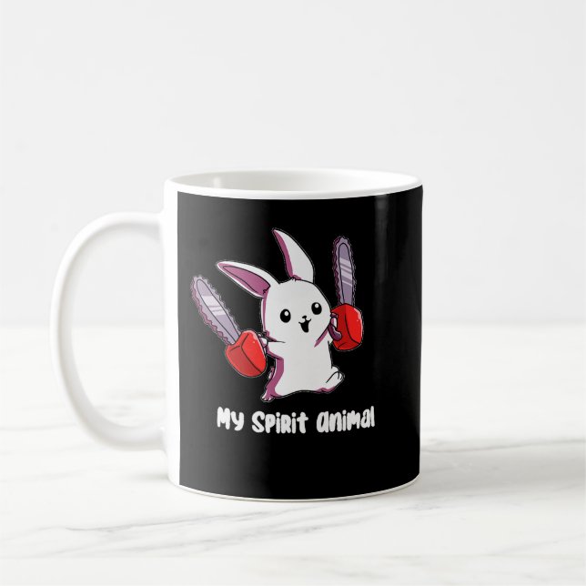 My Spirit Animal Rabbit with Chainsaw Design Spiri Coffee Mug (Left)