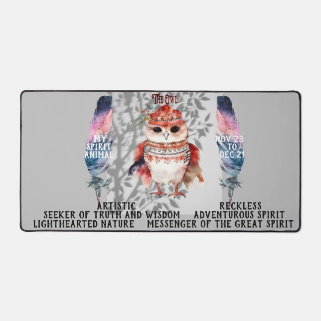 "My Spirit Animal" The Owl Nov - Dec  Desk Mat (Front)