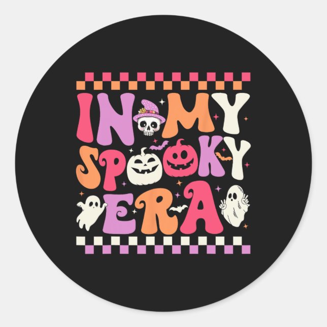 My Spooky Era Halloween Ghost Groovy Hippie Hallow Classic Round Sticker (Front)