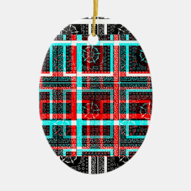 My Square Maze Design Ceramic Tree Decoration (Front)