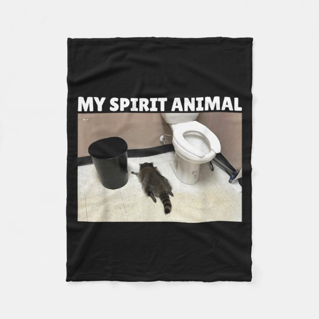 My Srit Animal Drunk Raccoon Funny Lazy Mood  Fleece Blanket (Front)