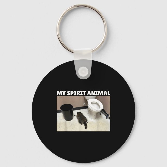 My Srit Animal Drunk Raccoon Funny Lazy Mood  Key Ring (Front)