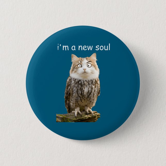 My Srit Animal Funny Meowl, Cursed Cat Owl Brainro 6 Cm Round Badge (Front)