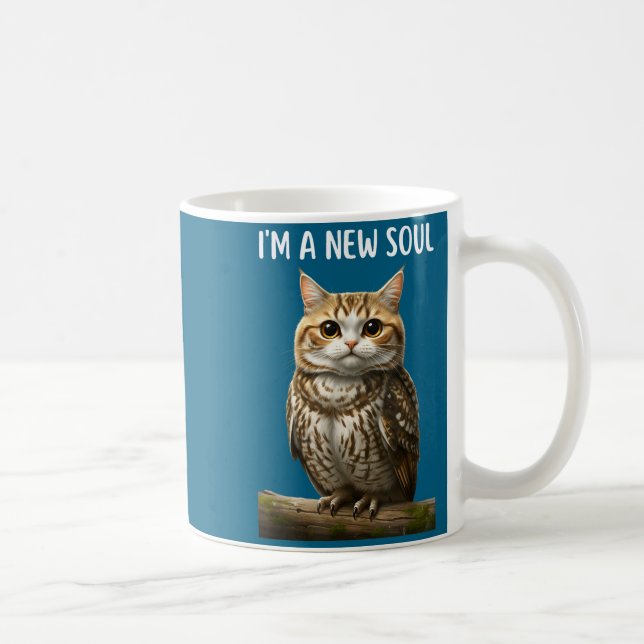 My Srit Animal Funny Meowl, Cursed Cat Owl Brainro Coffee Mug (Right)