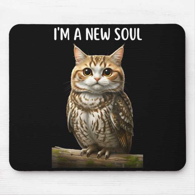My Srit Animal Funny Meowl, Cursed Cat Owl Brainro Mouse Mat (Front)